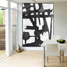 Load image into Gallery viewer, Black and White Wall Art, Minimalist Original Painting Fp003