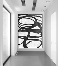 Load image into Gallery viewer, Black and White Abstract Art Huge Artwork Fp016