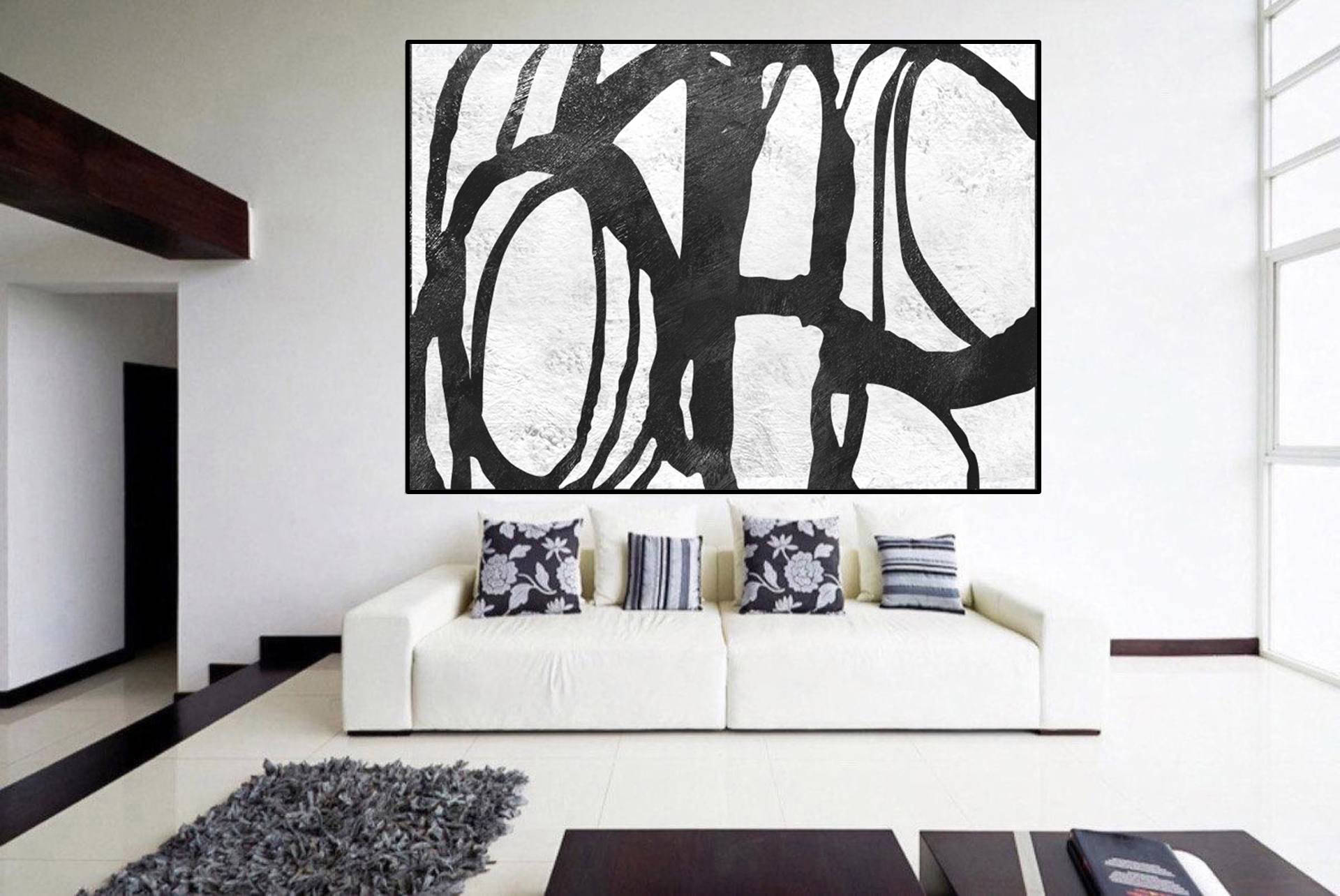 Black and White Abstract Art Huge Artwork Fp016 – Extra Large Wall Art