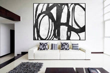 Load image into Gallery viewer, Black and White Abstract Art Huge Artwork Fp016