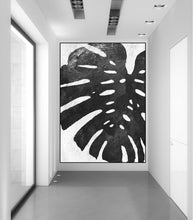 Load image into Gallery viewer, Tropical Leaf Original Abstract Painting Black and White Painting Yp094