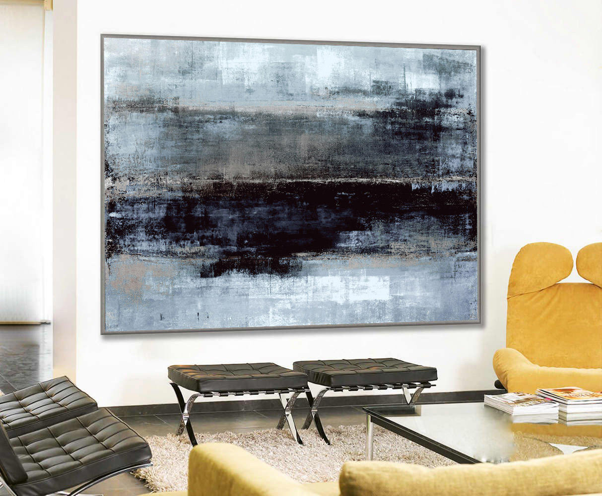 Black And Gray Painting Contemporary Abstract Art Ap064 – Extra Large ...