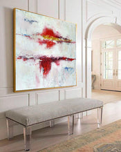Load image into Gallery viewer, White And Red Abstract Painting Glod Dining Room Wall Art Ap065