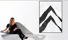 Load image into Gallery viewer, Black and White Abstract Art Minimalist Painting on Canvas Living Room Fp021