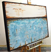 Load image into Gallery viewer, White Blue Abstract Painting Original Turquoise Oil Painting