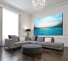 Load image into Gallery viewer, Blue And White Abstract Landscape Painting Panoramic Art Fp009