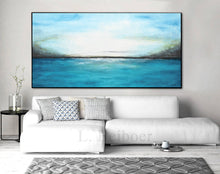 Load image into Gallery viewer, Blue And White Abstract Landscape Painting Panoramic Art Fp009