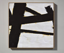 Load image into Gallery viewer, Abstract Art Black and White Minimalist Painting Yp084
