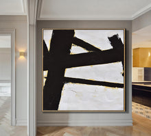 Load image into Gallery viewer, Abstract Art Black and White Minimalist Painting Yp084
