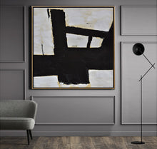 Load image into Gallery viewer, Abstract Art Black and White Minimalist Painting Yp076