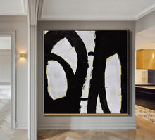Load image into Gallery viewer, Black and White Abstract Painting Minimalist Art Modern Wall Art Decor Yp040