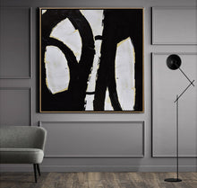 Load image into Gallery viewer, Black and White Abstract Painting Minimalist Art Modern Wall Art Decor Yp040