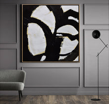 Load image into Gallery viewer, Black and White Abstract Painting Minimalist Art Yp075