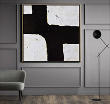 Load image into Gallery viewer, Black and White Abstract Painting Minimalist Art Yp044