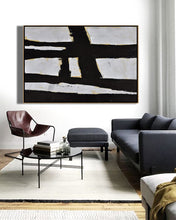 Load image into Gallery viewer, Horizontal Black and White Minimalist Art, Modern Minimal Painting Yp073