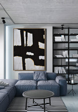 Load image into Gallery viewer, Black and White Abstract Painting on Canvas Bedroom Wall Art Yp078