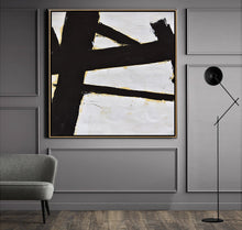 Load image into Gallery viewer, Abstract Art Black and White Minimalist Painting Yp084
