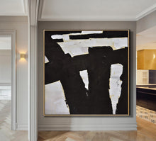 Load image into Gallery viewer, Abstract Art Black and White Textured Painting Yp038