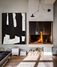 Load image into Gallery viewer, Black And White Palette Knife Abstract Painting Minimalist Art Yp105