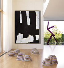 Load image into Gallery viewer, Black And White Palette Knife Abstract Painting Minimalist Art Yp105