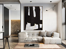 Load image into Gallery viewer, Black And White Palette Knife Abstract Painting Minimalist Art Yp105