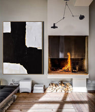 Load image into Gallery viewer, Black White Beige Textured Painting Abstract Art Yp045