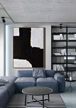 Load image into Gallery viewer, Black White Beige Textured Painting Abstract Art Yp045