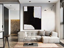 Load image into Gallery viewer, Black White Beige Textured Painting Abstract Art Yp045