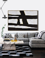 Load image into Gallery viewer, Horizontal Black and White Minimalist Art, Modern Minimal Painting Yp073