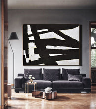 Load image into Gallery viewer, Horizontal Black and White Minimalist Art Modern Minimal Painting Yp067