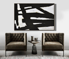 Load image into Gallery viewer, Horizontal Black and White Minimalist Art Modern Minimal Painting Yp067