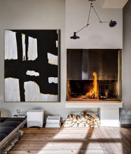 Load image into Gallery viewer, Black and White Abstract Painting on Canvas Bedroom Wall Art Yp078