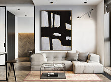 Load image into Gallery viewer, Black and White Abstract Painting on Canvas Bedroom Wall Art Yp078