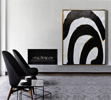 Load image into Gallery viewer, Black White Abstract Painting Minimalist Canvas Art Geometrical Art Yp072