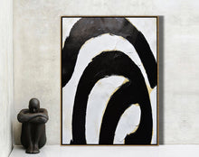 Load image into Gallery viewer, Black White Abstract Painting Minimalist Canvas Art Geometrical Art Yp072