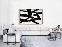 Load image into Gallery viewer, Black and White Wall Art Abstract Art Minimal Painting on Canvas Yp081