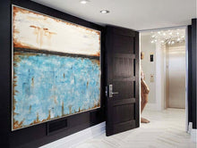 Load image into Gallery viewer, White Blue Abstract Painting Original Turquoise Oil Painting