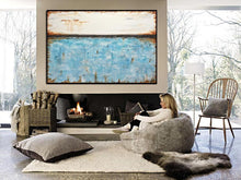 Load image into Gallery viewer, White Blue Abstract Painting Original Turquoise Oil Painting