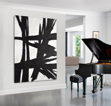 Load image into Gallery viewer, Black and White Abstract Painting Original Large Wall Art Vertical Np019