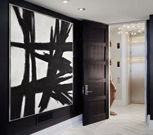 Load image into Gallery viewer, Black and White Abstract Painting Original Large Wall Art Vertical Np019