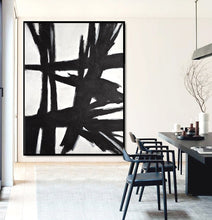 Load image into Gallery viewer, Black and White Abstract Painting Original Large Wall Art Vertical Np019