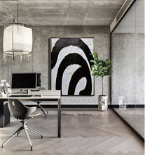 Load image into Gallery viewer, Black White Abstract Painting Minimalist Canvas Art Geometrical Art Yp072