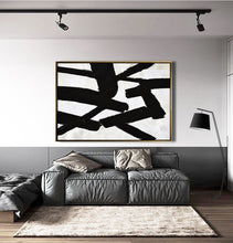 Load image into Gallery viewer, Black and White Wall Art Abstract Art Minimal Painting on Canvas Yp081