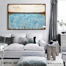 Load image into Gallery viewer, White Blue Abstract Painting Original Turquoise Oil Painting