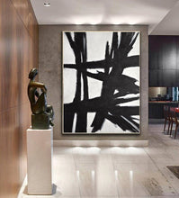 Load image into Gallery viewer, Black and White Abstract Painting Original Large Wall Art Vertical Np019