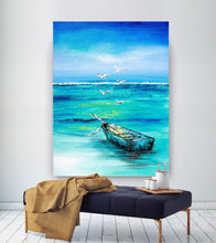 Load image into Gallery viewer, Seascape Wave Painting Modern Acrylic Painting on Canvas Fp088