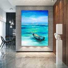 Load image into Gallery viewer, Seascape Wave Painting Modern Acrylic Painting on Canvas Fp088