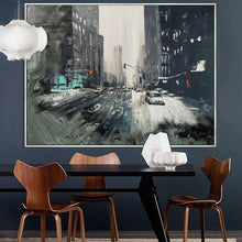 Load image into Gallery viewer, Winter Cityscape Art Urban Wall Art Street Winter Painting Ap035