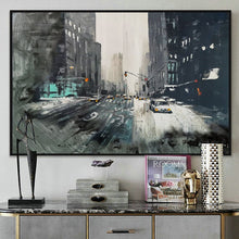 Load image into Gallery viewer, Winter Cityscape Art Urban Wall Art Street Winter Painting Ap035