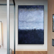 Load image into Gallery viewer, Deep Blue Gray Abstract Painting Oversized Contemporary Canvas Art Np018